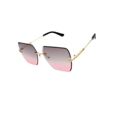 Imagem de Óculos de Sol Quadrado Grande Premium Blogueira UV400 Unisex Feminino Masculino - Modelo Capri - Cacife Brand (Preto e Rosa)