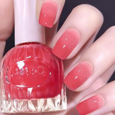 Imagem de KAHSOSE Verniz de unhas rosa coral à base de água – acabamento em geleia translúcida não gel – esmalte colorido rosa transparente para mulheres e meninas – secagem rápida sem necessidade de UV
