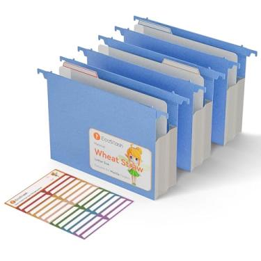 Imagem de Pastas de arquivo suspensas de capacidade extra, pasta suspensa expansível de palha de trigo reforçada de 8 cm, resistente para armários de arquivo, organizador de arquivos para escritório e casa