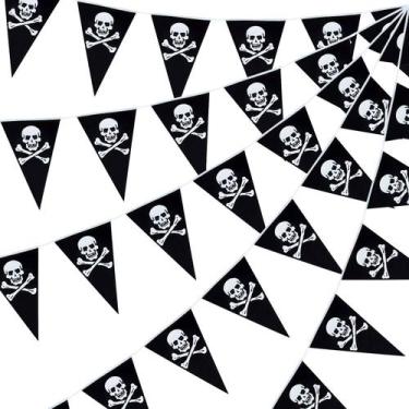 Imagem de Banner pirata Tatuo Jolly Roger Skull Flag 60 peças de decoração de fe