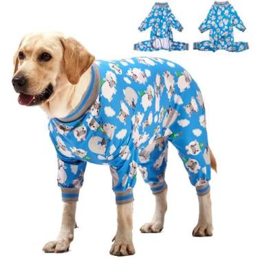 Imagem de Pijama para cães LovinPet Happy Hippo Blue Print para cães grandes
