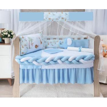 Imagem de Kit Berço Americano Bordado Com Trança Menino 11 Peças - João e Maria 