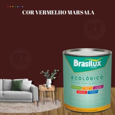 Imagem de Esmalte Sintético Brasilux Base Água Ecologico Cor Vermelho 800ML Bril