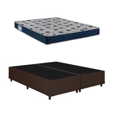 Imagem de Cama Base Box Casal Bipartido Marrom Colchão ISO 60 D28 - Ortobom