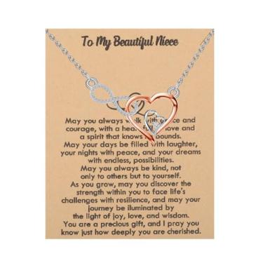 Imagem de FAADBUK Colar de coração infinito sobrinha com cartão de oração, sobrinhas, presente de bênção, Mid, Aço inoxidável