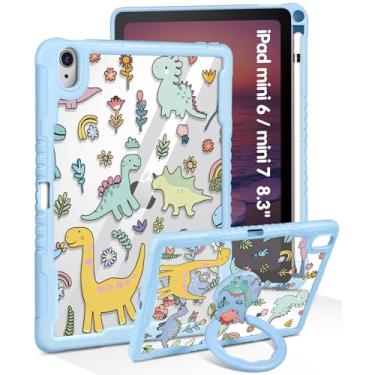 Imagem de Uppuppy Capa para iPad Mini 7 A17 Pro 2024/Mini 6 2021 8,3 polegadas – Capa feminina com suporte e suporte para lápis, desenho kawaii, feminino, capa protetora rígida para iPad Mini 7ª/6ª geração