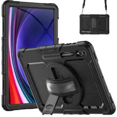 Imagem de Gylint Capa para Samsung Galaxy Tab S10 Ultra/S9 Ultra/S8 Ultra 14,6 polegadas, com protetor de tela, alça de mão, alça de ombro, suporte giratório e suporte de caneta preta