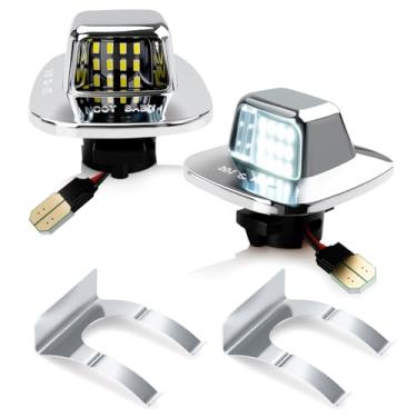 Imagem de D-Lumina Conjunto de lâmpada de placa de carro LED cromado com clipe retentor para Chevy GMC Silverado Sierra C/K Series 1500 2500 3500 3500 Suburban Blazer Tahoe Yukon Sonoma, pacote com 2