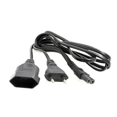 Imagem de HangTon Extensão do cabo de alimentação Y Cabo europeu CEE7/16 para IEC320 C7 Euro fêmea CEE7/1 para laptop PS4 LED TV lâmpada de alto-falante impressora de monitor