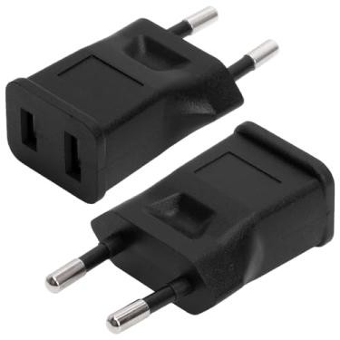 Imagem de Pacote com 2 adaptadores CA Europa 2 pinos macho para EUA Canadá Japão 2 pinos fêmea, WINXUS UE 2 polos macho para Nema 1-15R fêmea Ac conector, Europa para EUA adaptador CA de viagem 2 pinos, preto