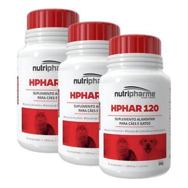 Imagem de 3 Hphar 120 Suplemento Cão E Gatos 30 Comprimidos 1000mg Kit - Nutriph