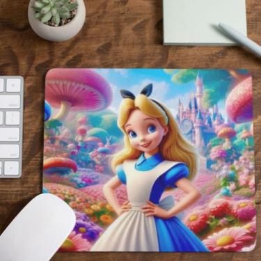 Imagem de Mouse Pad Alice Pais Das Maravilhas Tecido Emborrachado Pequeno 19x23 