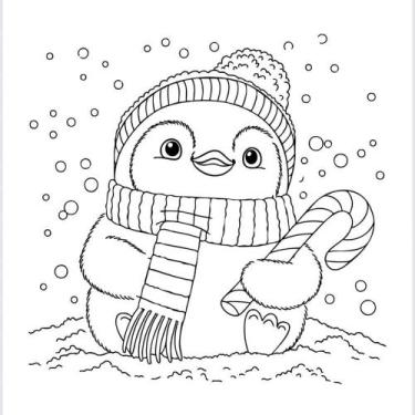 Imagem de Pano de Prato Riscado Natal Estilotex, PINGUIM