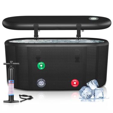 Imagem de Banheira de mergulho a frio XXL para atletas, compatível com resfriadores de água, mergulho a frio inflável de 195 galões com tampa isolada, banheira de mergulho de gelo portátil para adultos
