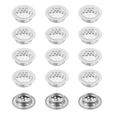 Imagem de PATIKIL Aberturas de ar circulares de 29 mm, 15 peças de aberturas planas de malha redonda de aço inoxidável, painel duplo, grade de orifício de malha redonda para banheiro, cozinha, guarda-roupas
