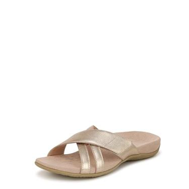 Imagem de Vionic Sandálias femininas Rest Zarie Slide - Sandálias de suporte e slip-ons internos/externos que incluem uma palmilha ortopédica e sola acolchoada para suporte de arco, tamanhos 5-12, Couro