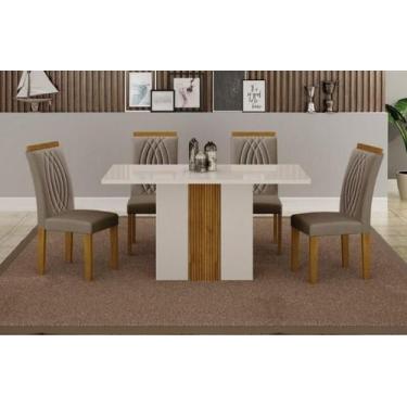 Imagem de Mesa Doha 1,20 Off/Decor Tampo Off C/Vidro 4 Cadeiras Doha - Leifer Mó