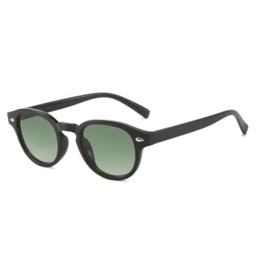 Imagem de Óculos de sol retrô oval masculino com rebites, lentes transparentes, gradientes, UV400, óculos de sol femininos, amarelos e azuis (preto e verde, gradiente)
