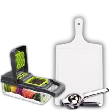 Imagem de Kit Cortador Legumes +tábua De Carne+espremedor De Limão - Med Utilida