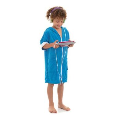 Imagem de Roupão Infantil com Zíper e Capuz - Ref 591 - Sogni Belli, 12, Azul