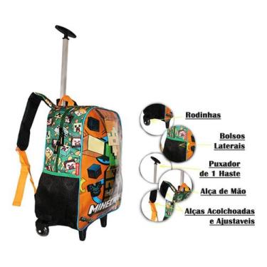 Imagem de Mochila Minecraft Rodinhas Infantil Masculina Oficial Aula G - Sestini