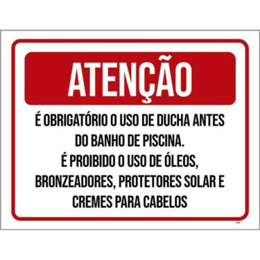 Imagem de Kit 10 Placa Obrigatório Ducha Banho Piscibronzeadores36X46