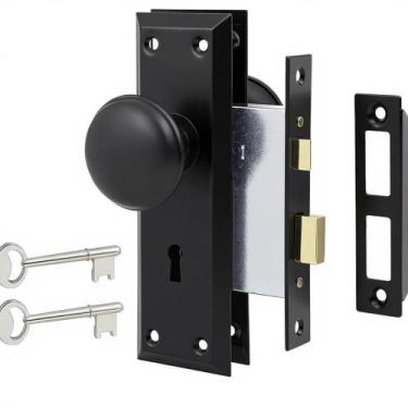 Imagem de Conjunto Mortise Lock Ruigrit Vintage Matte Black à prova de ferrugem