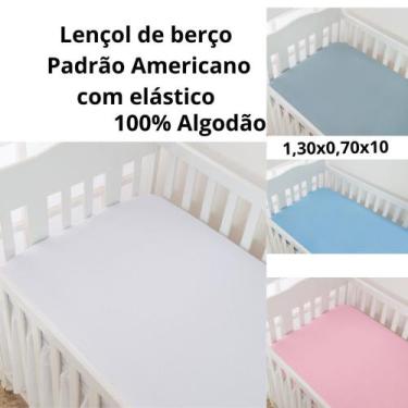 Imagem de Kit 2 Lençol de Berço Padrão Americano com elástico 100% Algodão - Ali