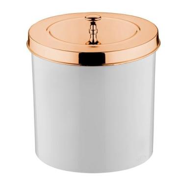 Imagem de Lixeira 5 Litros Branca Com Tampa Metalizada De Pegar Cesto De Lixo Mu