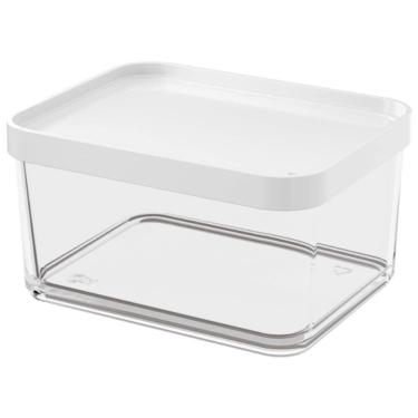 Imagem de Pote Plástico Transparente Clear Grande De 1 Litro Tampa Branca - 20767-0007 - Coza
