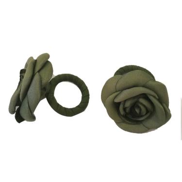 Imagem de Argola para Guardanapos Rosas Cetim 2 Peças Verde Copa & Cia