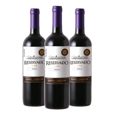 Imagem de Kit 03 Unidades Vinho Santa Carolina Reservado Merlot 750ml