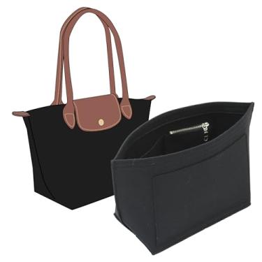 Imagem de KESOIL Inserção organizadora de bolsa para Longchamp Le Pliage M, bolsa de feltro longa, bolsa organizadora com bojo (médio, preto)