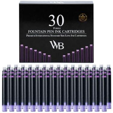 Imagem de Wordsworth & Black Recargas de tinta para caneta-tinteiro – conjunto de 30 cartuchos de tinta roxa – tamanho padrão internacional – comprimento APPR 2,04 polegadas – diâmetro da base APPR 0,24