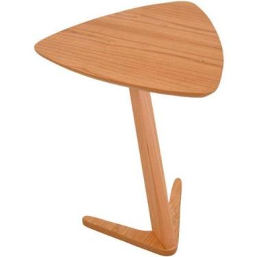 Imagem de Mesa Lateral De Apoio Flat Moderna Baixa Madeira Maciça Amêndoa - Fass