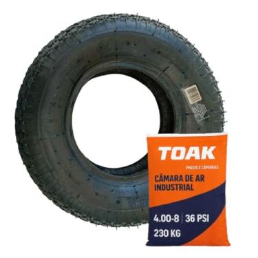 Imagem de kit Pneu + Câmera de Ar 4.00/8 de 4 lonas da TOAK para Carrinho de Mão, Carriola, Carrinho de Plataforma Industrial,