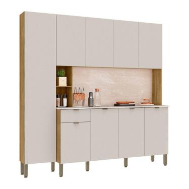 Imagem de Armário De Cozinha Compacta 9 Portas E 1 Gaveta 200cm Milla Freijó-soft - Pallazio