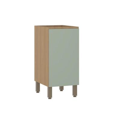 Imagem de Balcão De Cozinha 40cm 1 Porta Sem Tampo Slim Luciane Móveis Freijó/verde Jade