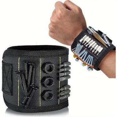 Imagem de Pulseira magnética, cinto magnético de pulso para segurar parafusos, pregos, brocas de perfuração, presente de ferramenta para homens