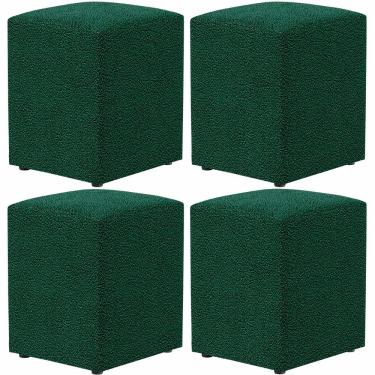 Imagem de Kit 04 Puffs Quadrado L02 Decorativo Bouclê Verde - Lyam Decor