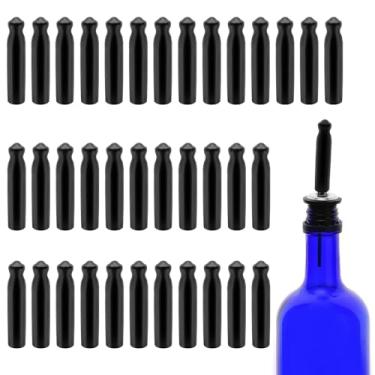 Imagem de 36 peças tampa de borracha preta para garrafa de licor, tampa dispensadora, tampas de poeira, tampas de garrafa de licor, tampa de bico para bares, clubes de vinho, cafés, cozinha (não inclui o bico