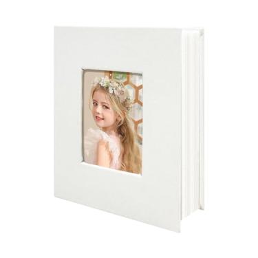 Imagem de HoneyTolly Álbum de fotos 10 x 15 bolsos para presentes de casamento, livro de memórias de capa dura de linho, álbuns de fotos para casamento, família, aniversário, bebê, fotos de férias