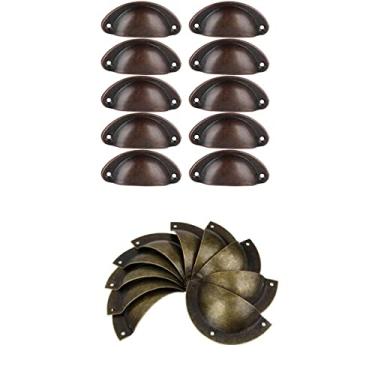 Imagem de Puxadores de armário estilo europeu vintage pacote de 20/40 peças - Puxadores de puxador de liga de zinco em forma de concha elegante para cômoda, gaveta, armário - alças de copo de bronze com -