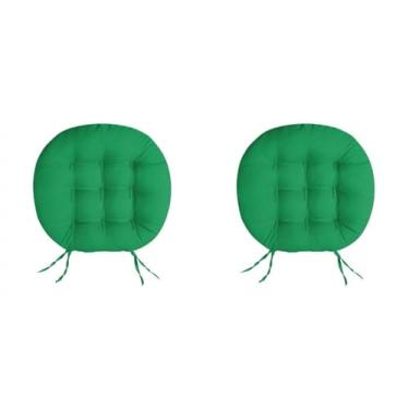 Imagem de 2 Futon Redonda 9 Furos Assento De Cadeira 40x40 cm(VERDE)