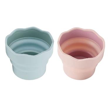Imagem de Balde de lavagem de 2 peças, mini balde de lavagem dobrável de silicone, acrílico, pintura a óleo, balde de lavagem, suporte de escova de limpeza, copo de água para aquarela, acrílico