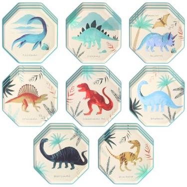 Imagem de Potchen 24 Pack Dinosaur Paper Plates Dino Plates Dinosaur Birthday Party Decoration Disposable Dino Themed Birthday Party Supplies Tableware Decoration for Cake Snack Cookies Dessert, 8.3 Inch