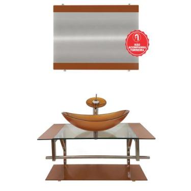 Imagem de Gabinete de Vidro 80cm para Banheiro Dinamarca - EKASA, Dourado Real