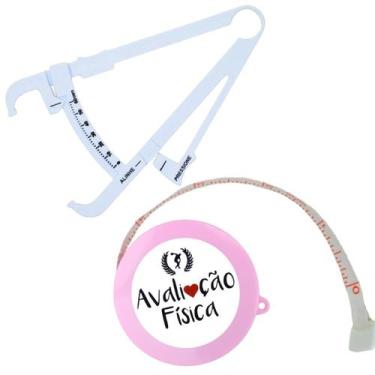 Imagem de Kit Avaliacao Fisica Medir Gordura Corporal Fita Metrica Imc Adipometr