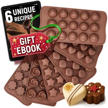 Imagem de Conjunto de Moldes de Silicone para Chocolate - 6 unidades + eBook de Receitas - Moldes de Silicone para Doces de Grau Alimentício - Moldes de Silicone Antiaderentes Fáceis de Usar para Doces