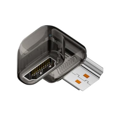 Imagem de xiwai Adaptador HDMI macho para HDMI 2.1 fêmea de 90 graus UHD 8K 60hz HDTV extensor transparente com luz LED inteligente para monitor de TV e projetor